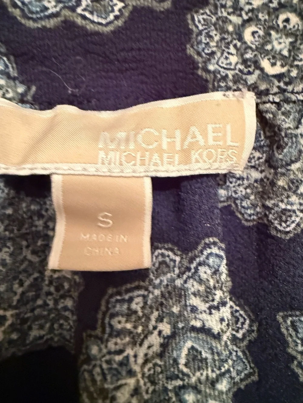 Size Small Michael Kors Navy Blue Patterned Women's Blouse - Picture 2 of 5